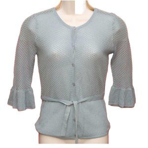 Chadwick's Semi Sheer Blue Cotton Top Medium with Tie Straps